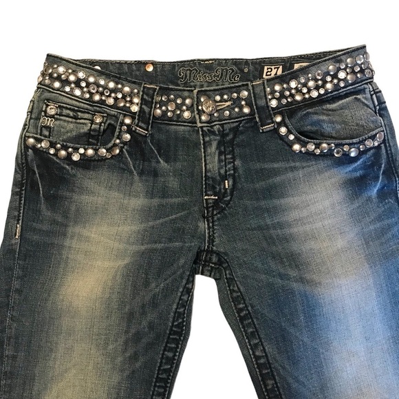 Miss Me Jeweled Flap Pocket Skinny Jeans Woman’s Size 27 - Picture 2 of 12